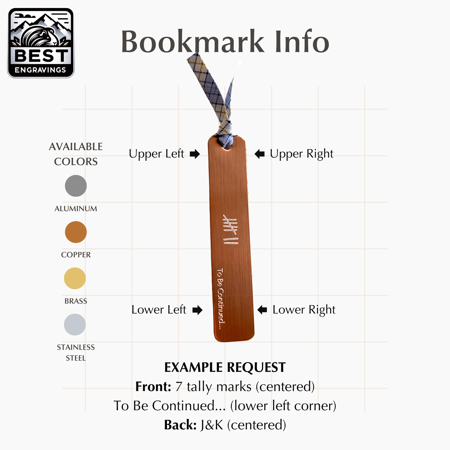 Copper Personalized BOOKMARK