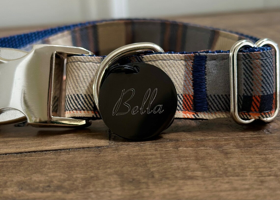 Black Stainless Steel Round Pet ID - Large