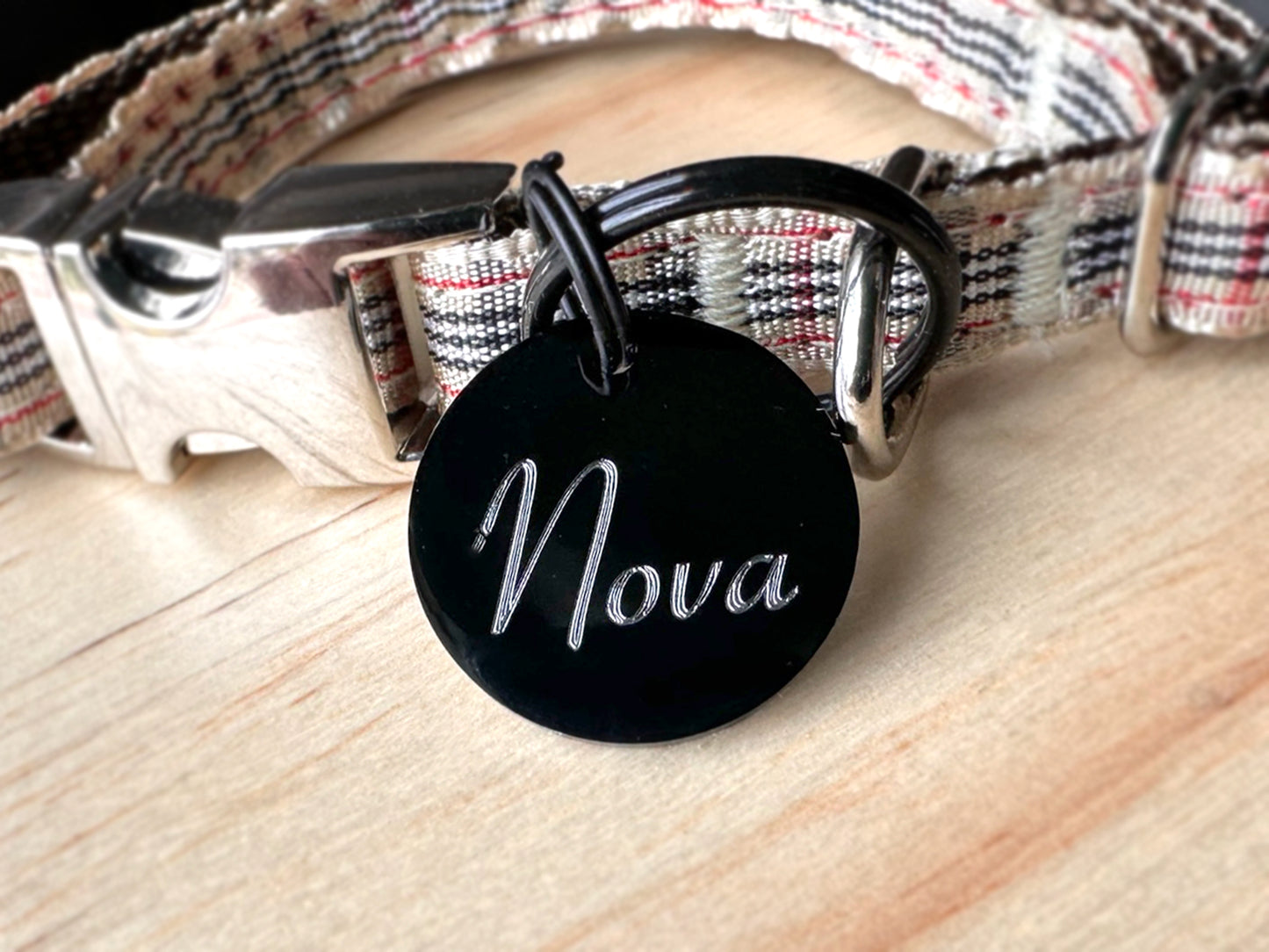 Small Black Stainless Steel Round Pet ID