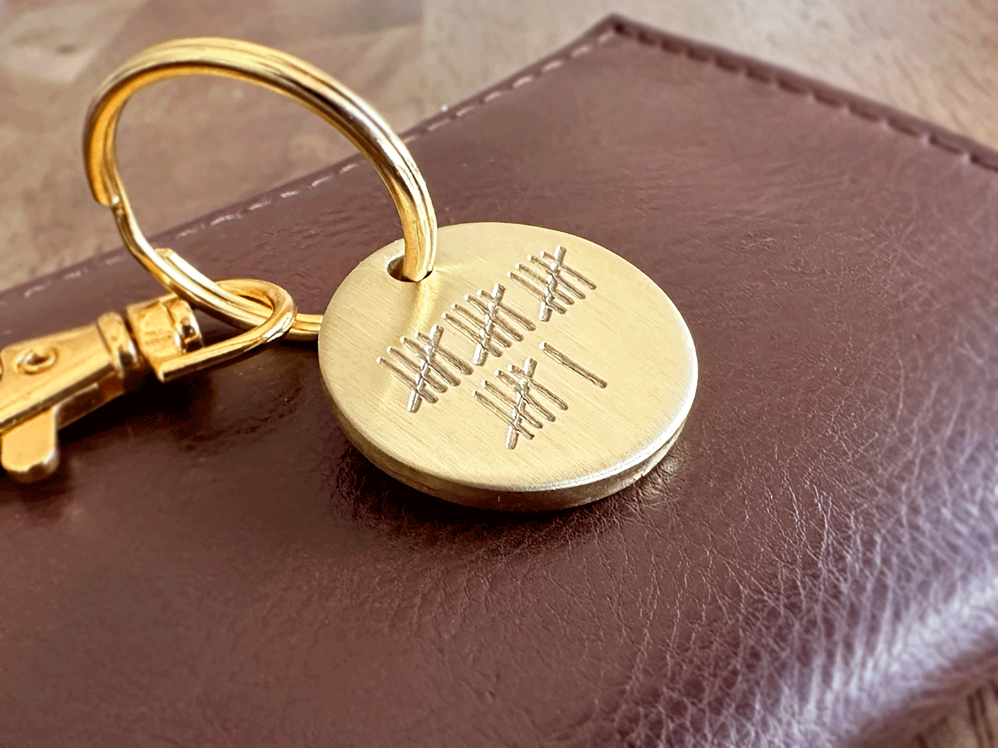 Brass Tally Mark Keychain