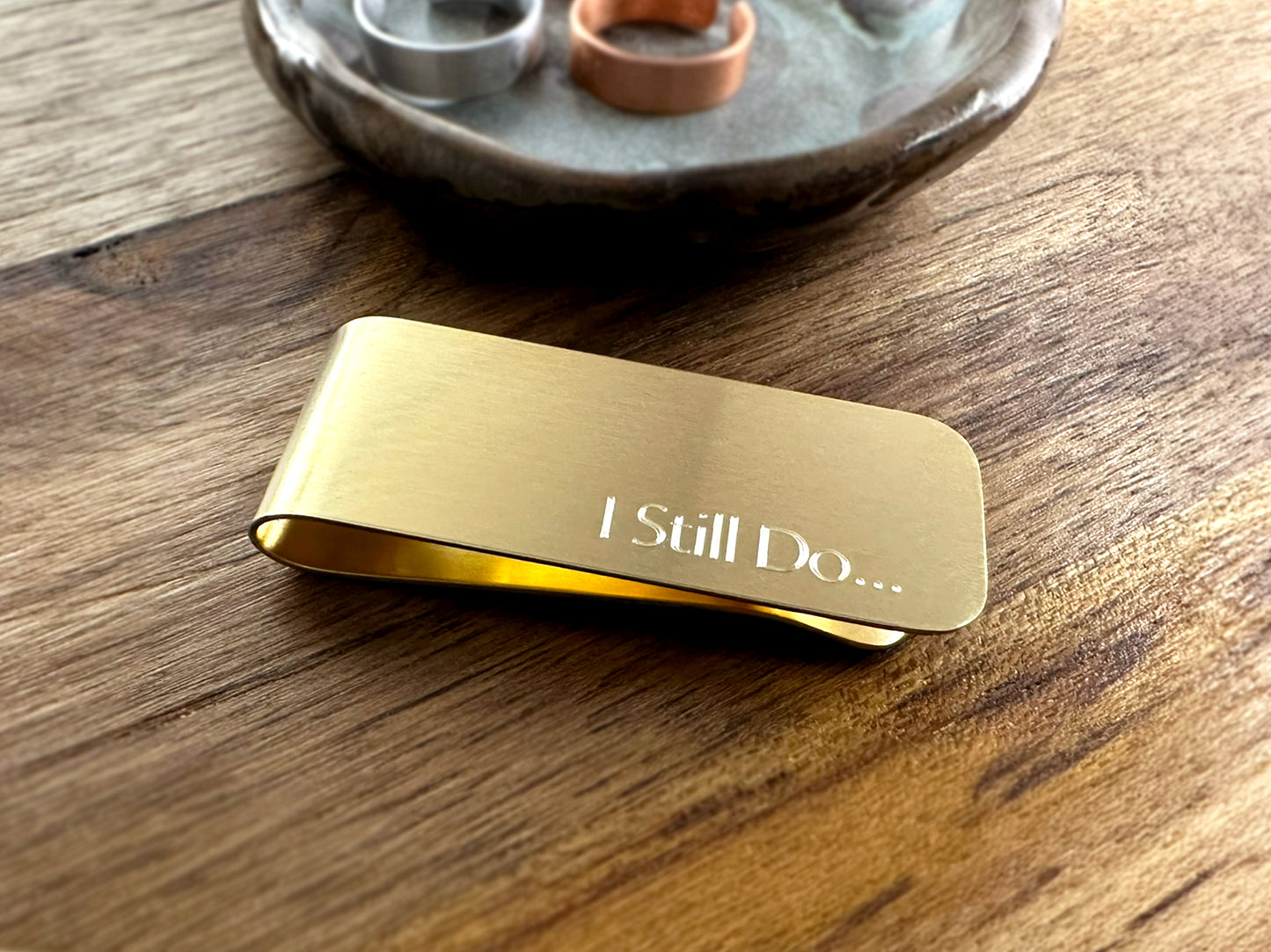 Brass Money Clip with Roman Numerals - Elegant Anniversary Gift