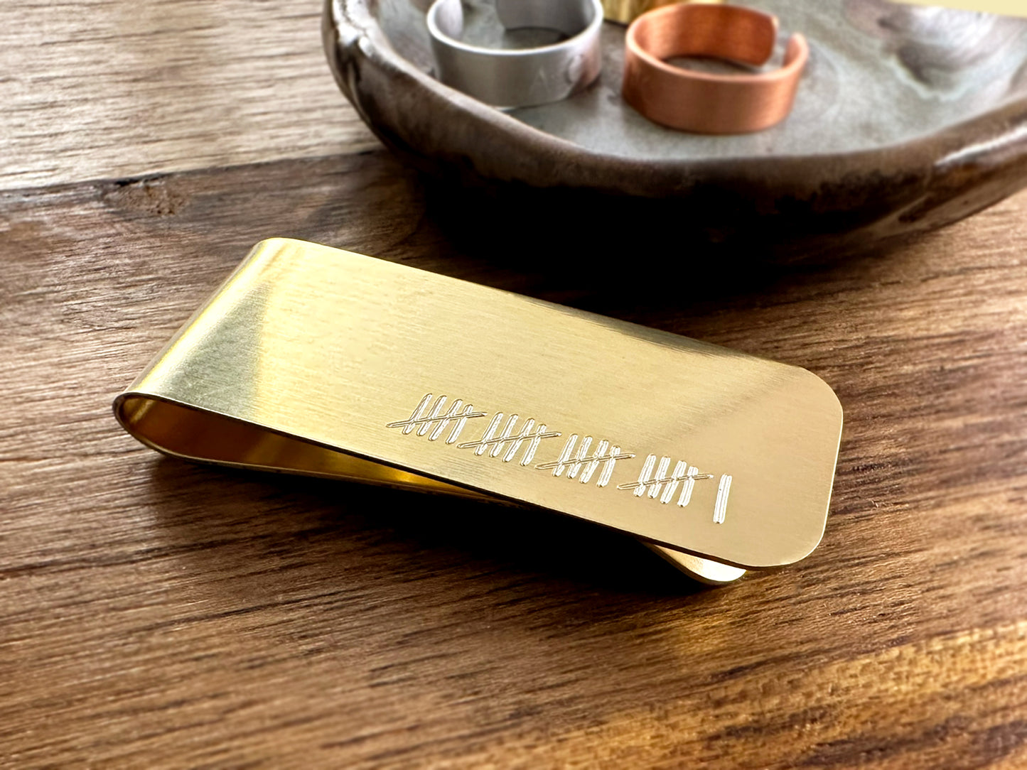 Brass Anniversary Money Clip - 21 Year Tally Marks - Timeless Keepsake for Him