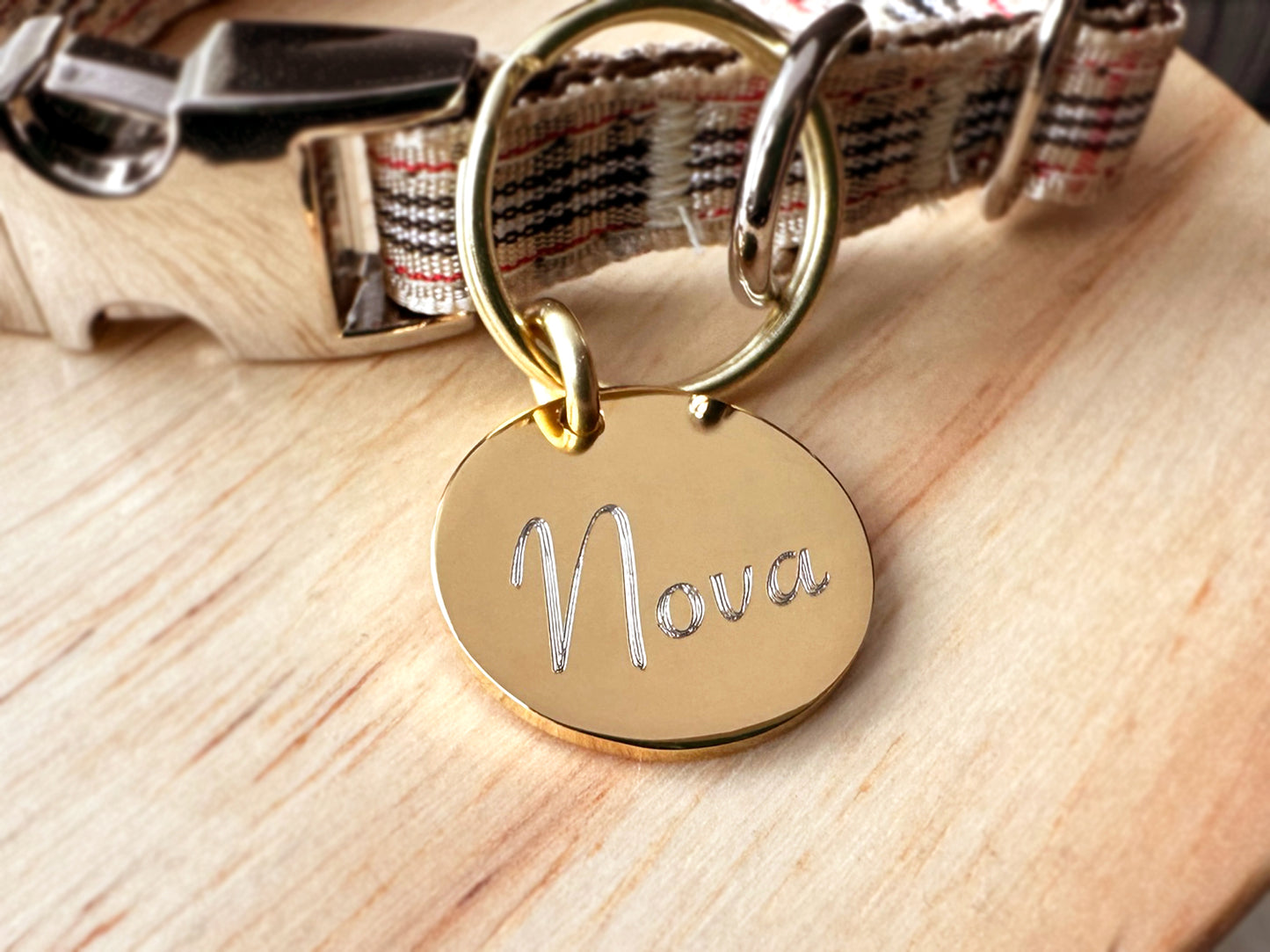 Small Gold Stainless Steel Round Pet ID