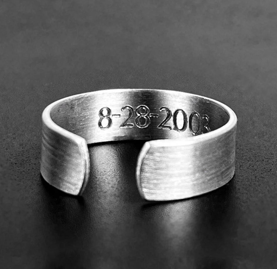 Adjustable Men's Hidden Message Aluminum Ring
