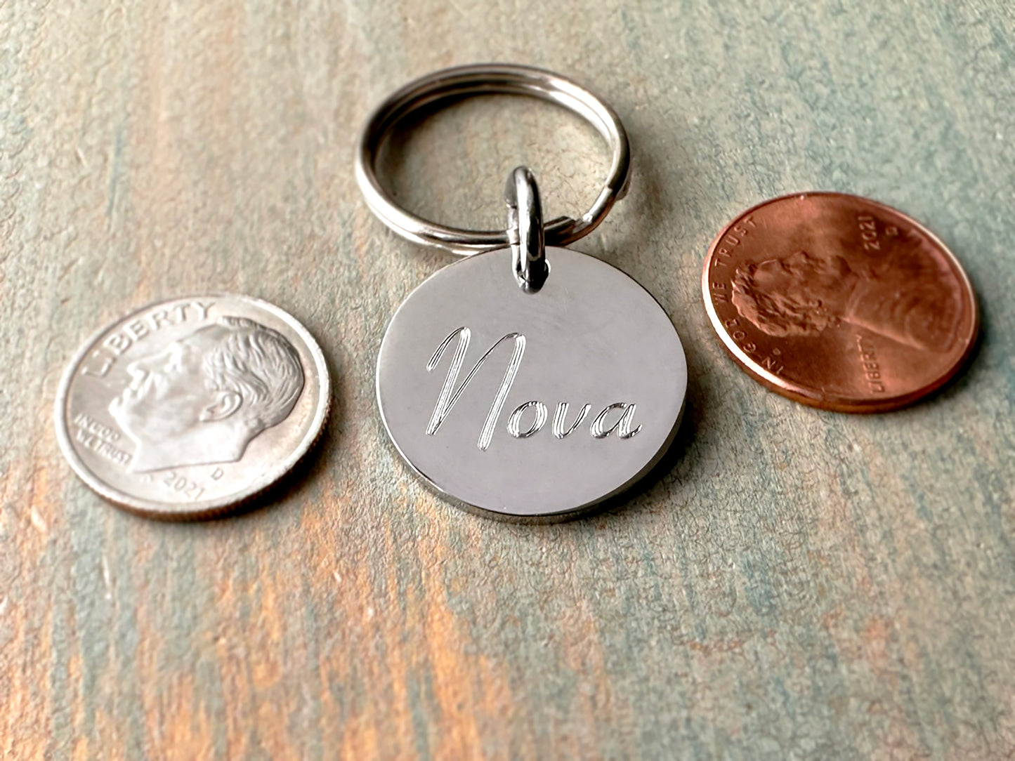 Small Silver Stainless Steel Round Pet ID