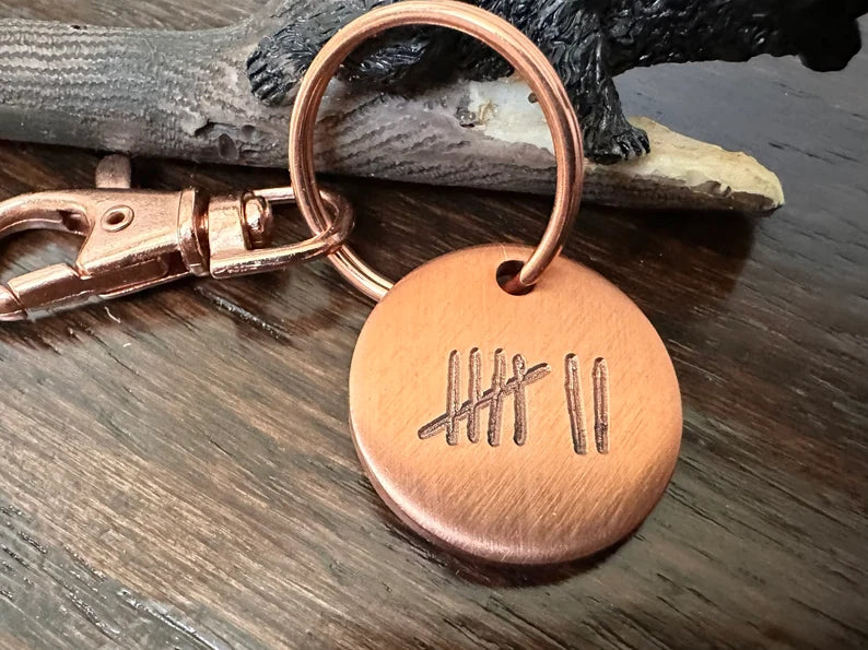 Copper Tally Mark Keychain