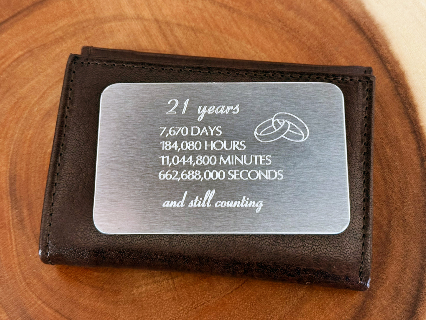 21 Years and Still Counting – Personalized Aluminum Wallet Card – Anniversary Gift