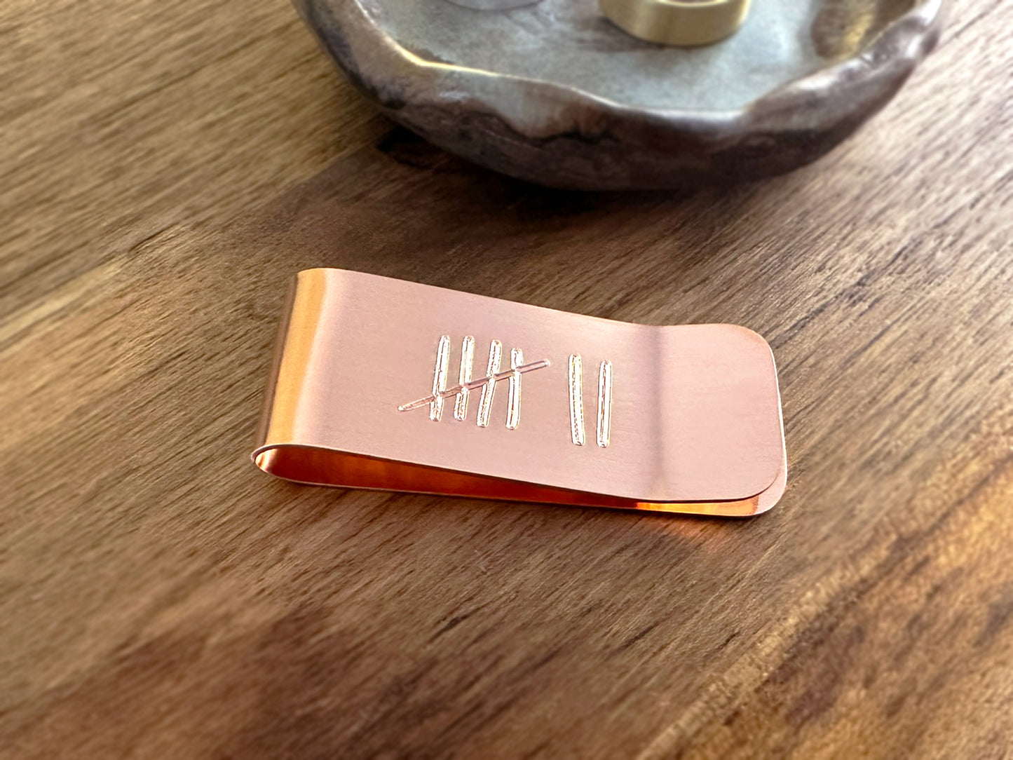 Copper Anniversary Money Clip - 7 Year Tally Marks