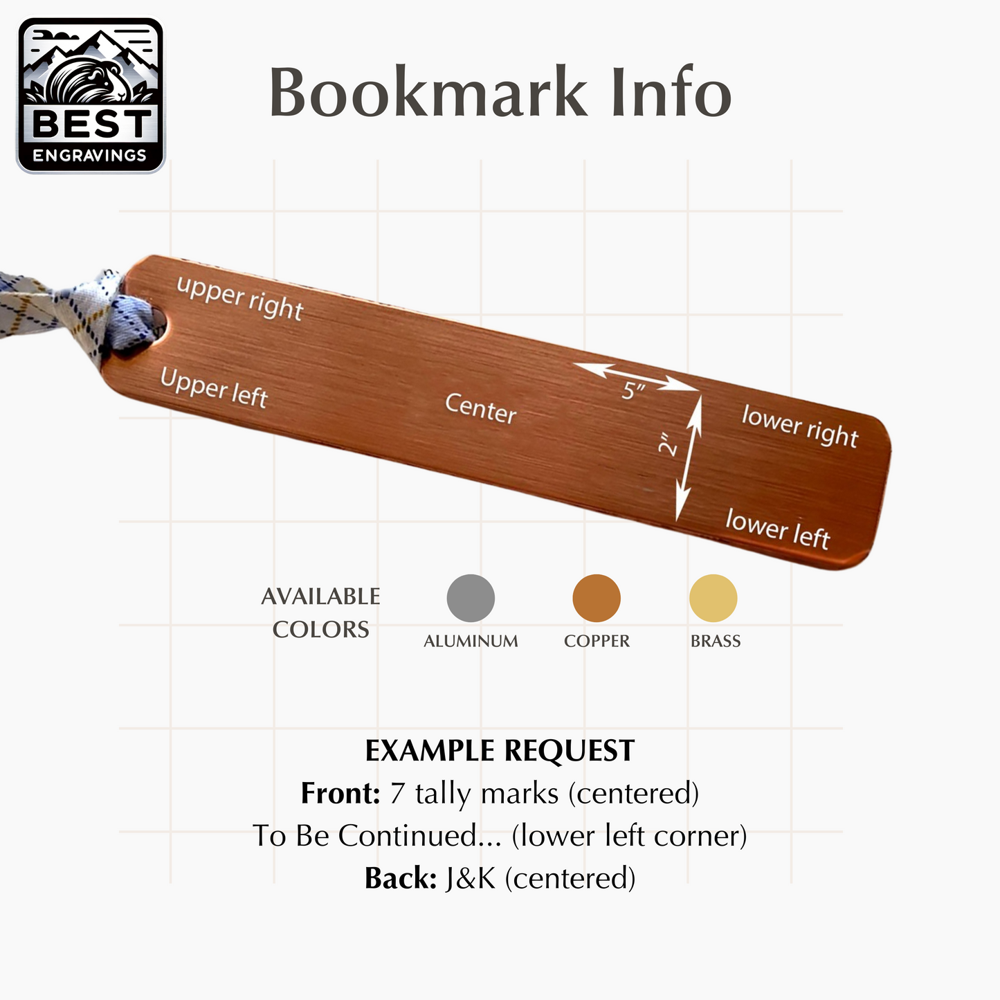 Copper Personalized BOOKMARK