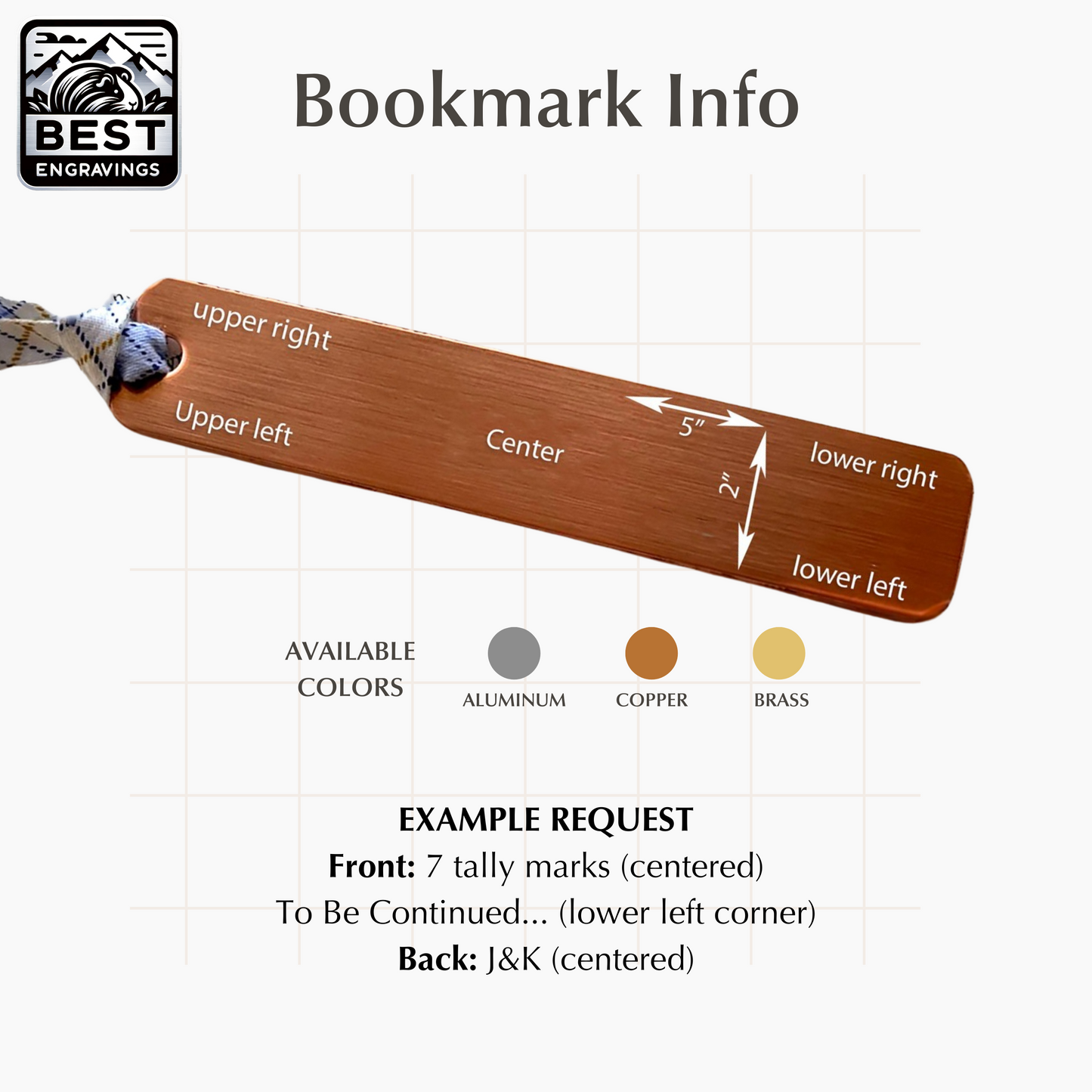 Aluminum Personalized BOOKMARK