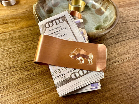 Copper Money Clip - Buffalo Design