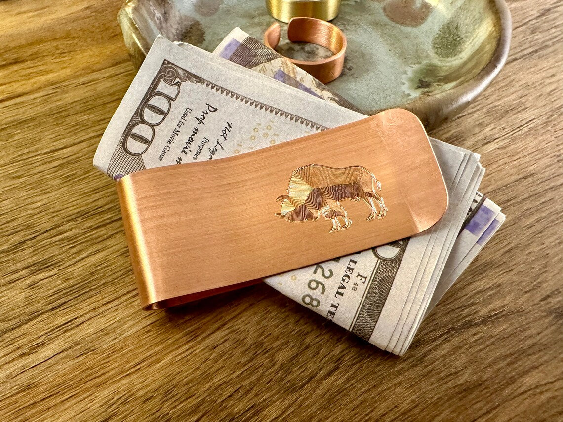 Copper Money Clip - Buffalo Design