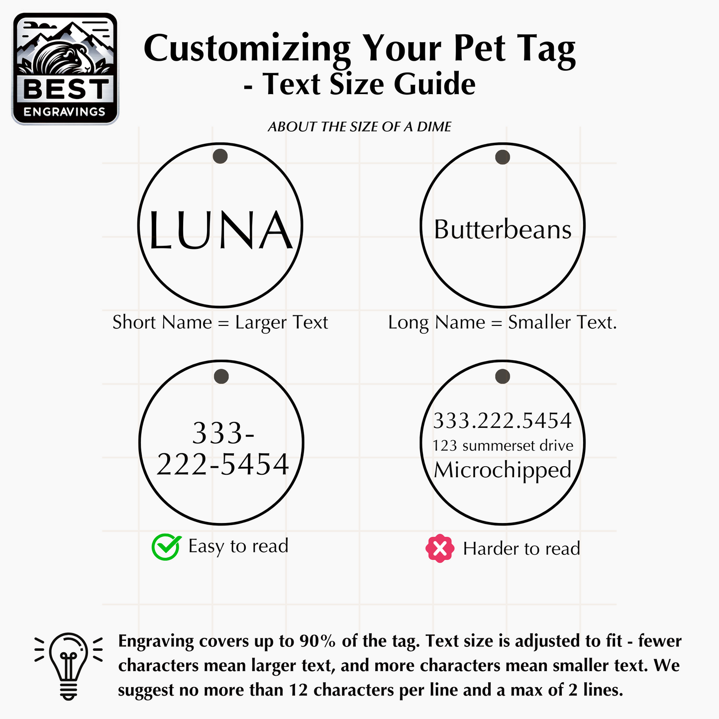 Small Black Stainless Steel Round Pet ID