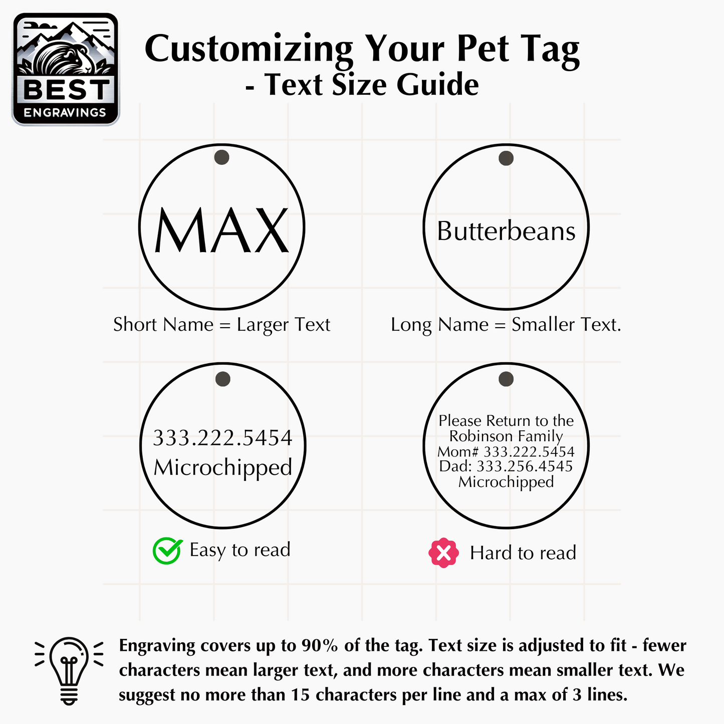 Black Stainless Steel Round Pet ID - Large
