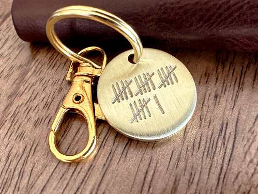 Brass Tally Mark Keychain