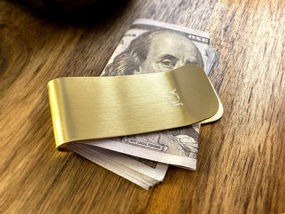 Brass Money Clip with Roman Numerals - Elegant Anniversary Gift