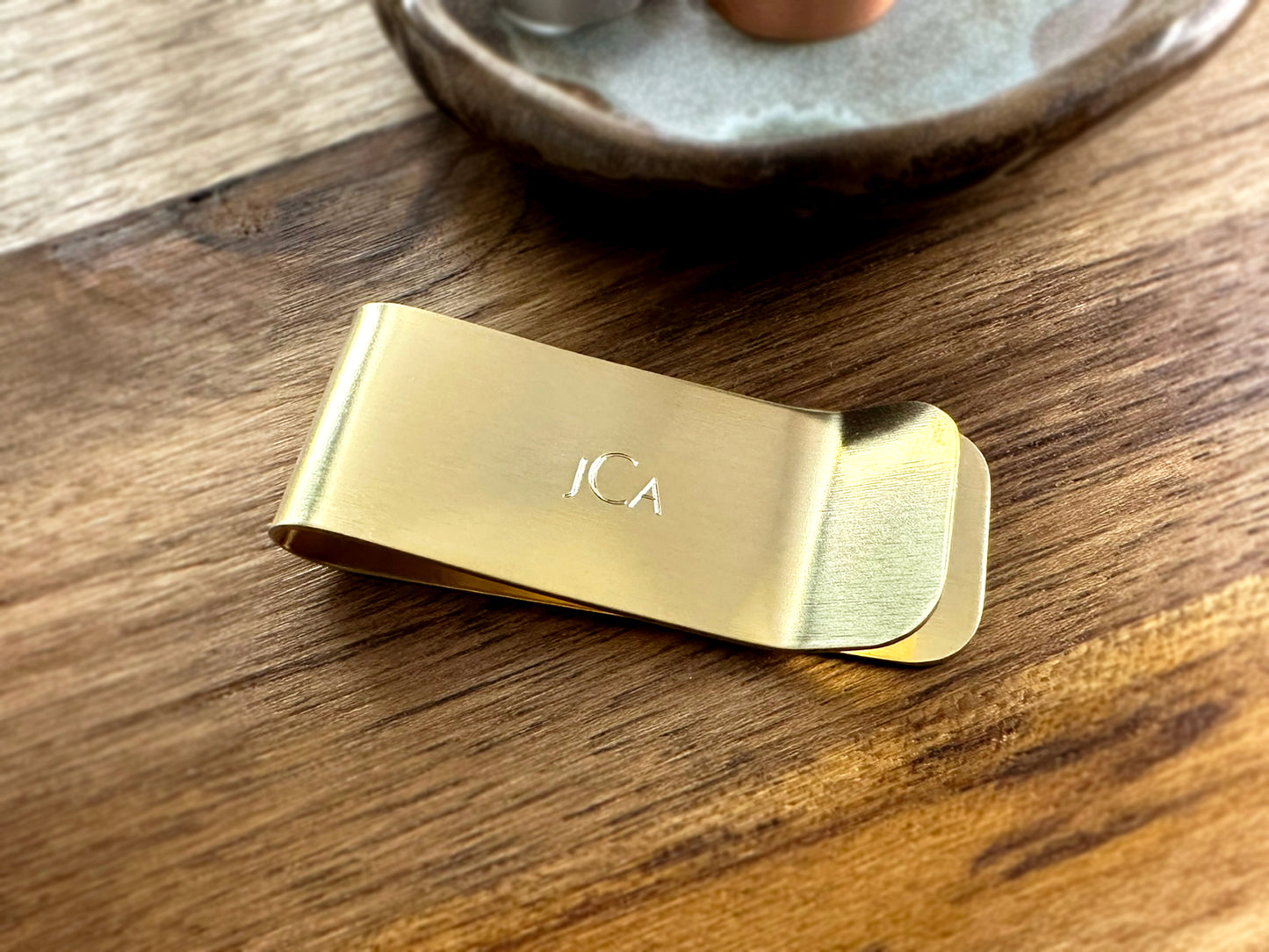 Brass Money Clip with Roman Numerals - Elegant Anniversary Gift