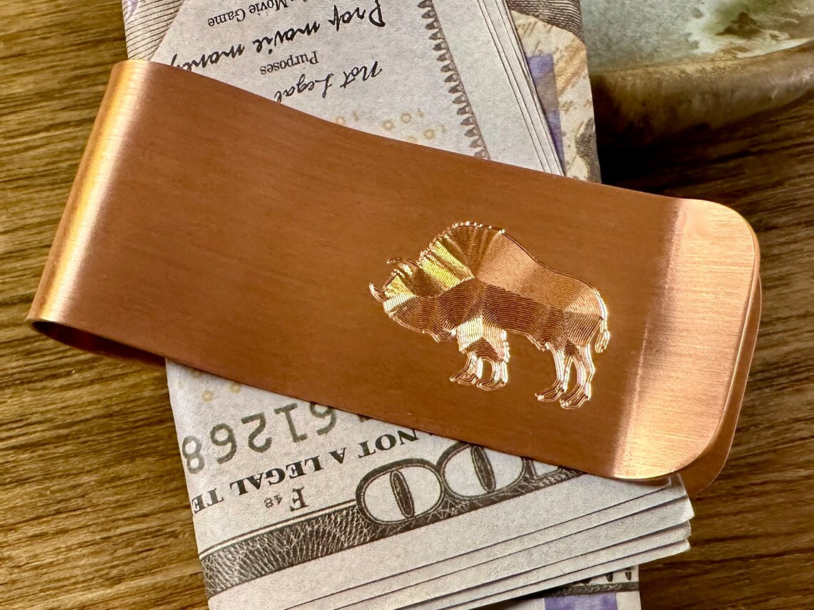 Copper Money Clip - Buffalo Design