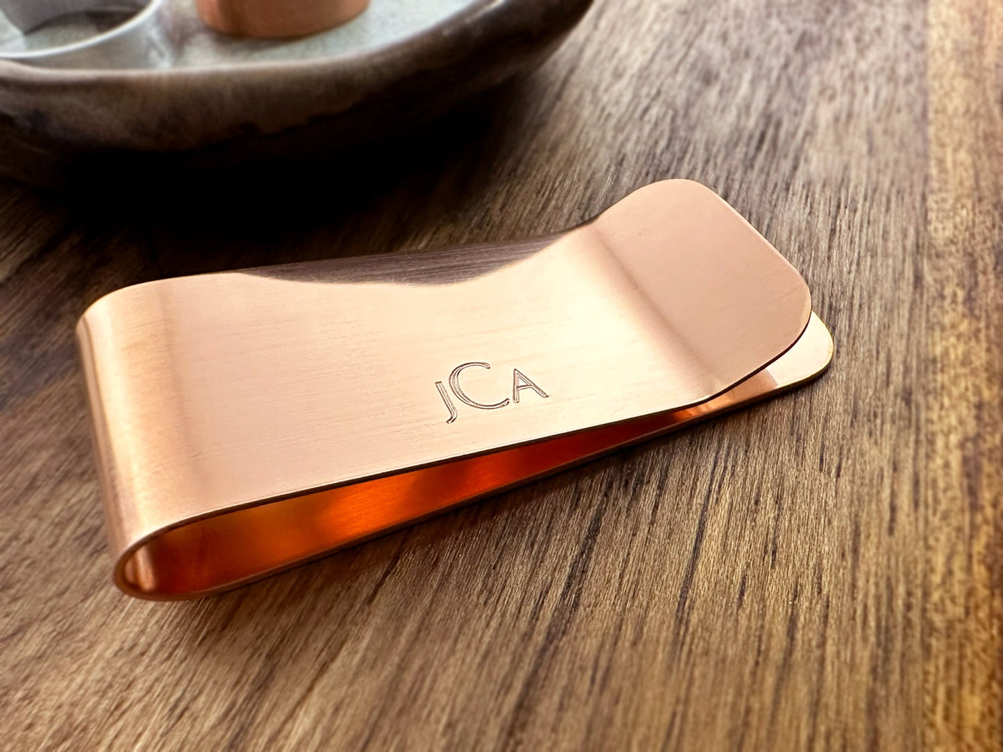 Copper Money Clip - Custom Monogram - Handcrafted Rustic Gift for Him