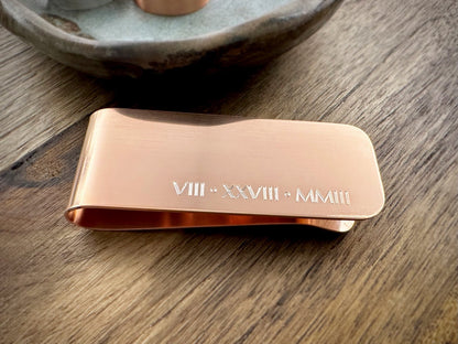 Copper Money Clip - Custom Monogram - Handcrafted Rustic Gift for Him