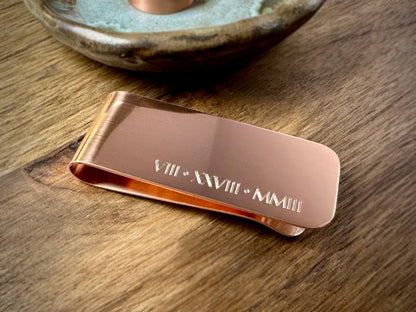 Copper Money Clip - Custom Monogram - Handcrafted Rustic Gift for Him