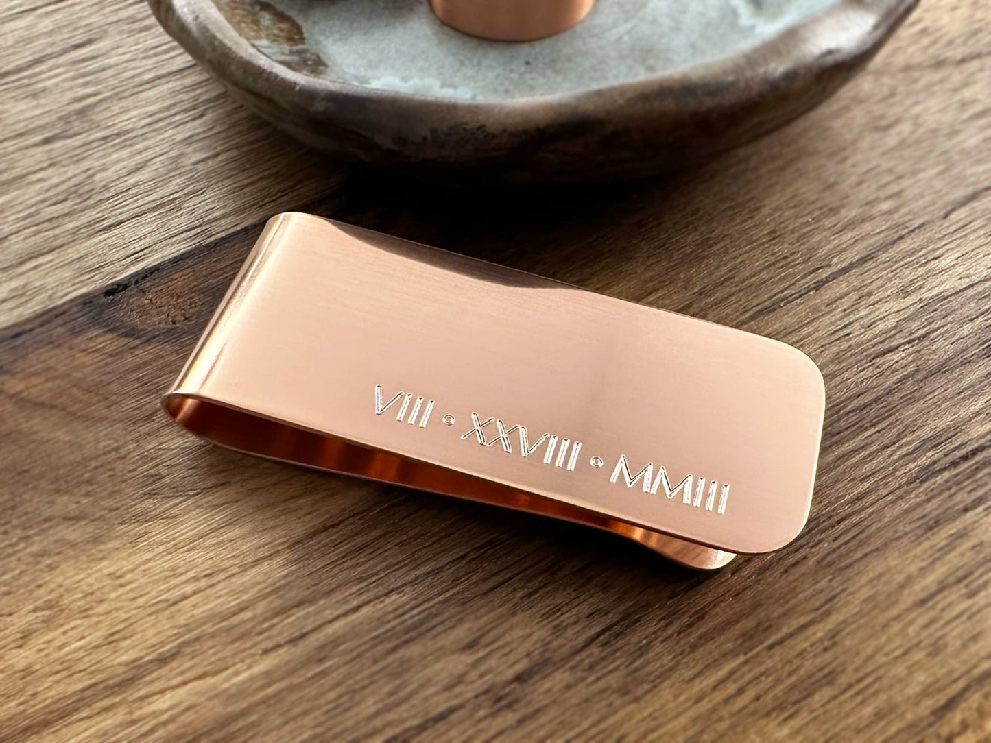 Copper Money Clip - Custom Monogram - Handcrafted Rustic Gift for Him