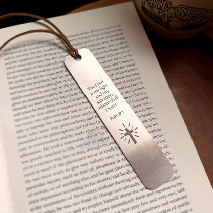 Engraved Scripture Bookmark – Aluminum Bible Verse Bookmark with Leather Tassel