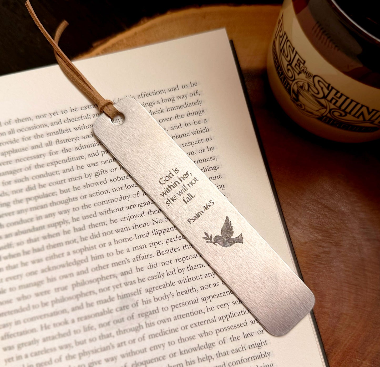 Engraved Scripture Bookmark – Aluminum Bible Verse Bookmark with Leather Tassel