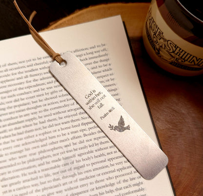 Engraved Scripture Bookmark – Aluminum Bible Verse Bookmark with Leather Tassel