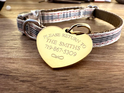 Custom Engraved Heart Pet ID Tag – Stainless Steel – Silver, Rose, Gold