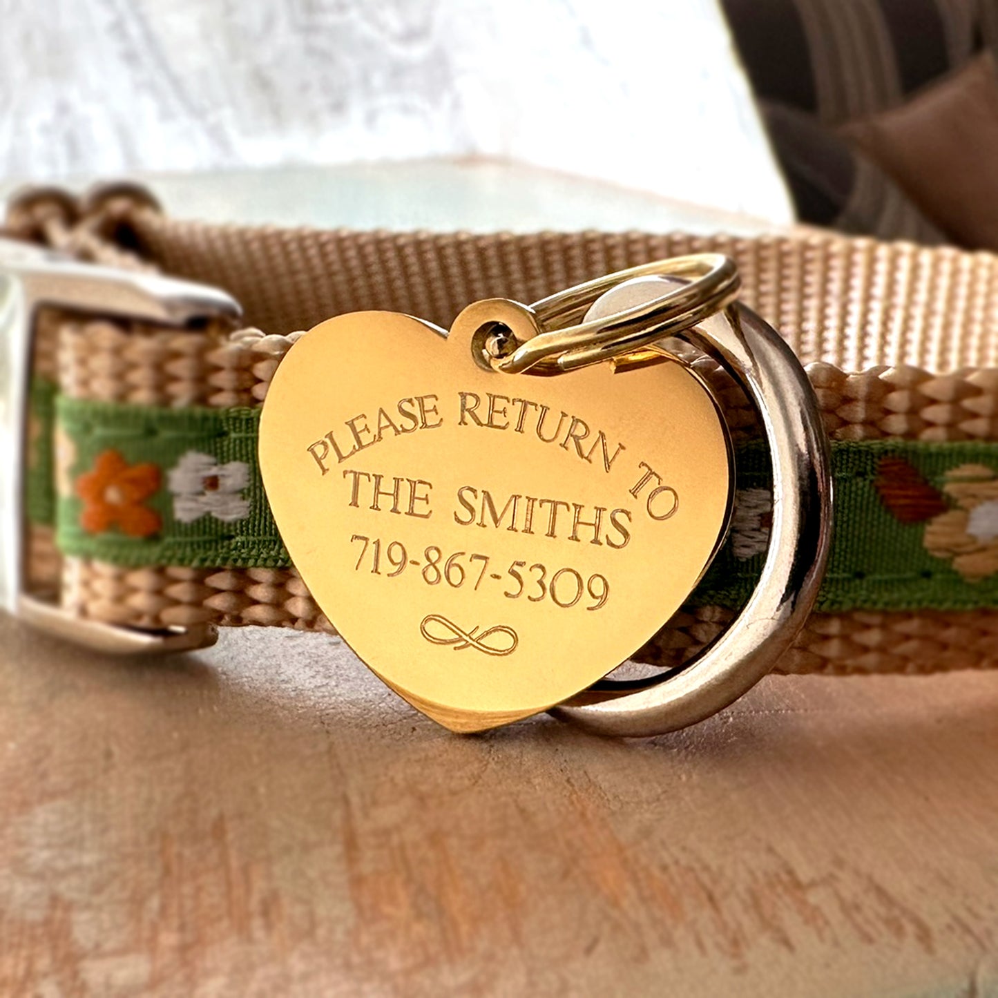 Custom Engraved Heart Pet ID Tag – Stainless Steel – Silver, Rose, Gold