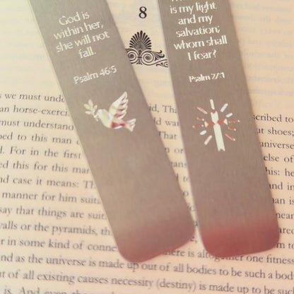 Engraved Scripture Bookmark – Aluminum Bible Verse Bookmark with Leather Tassel