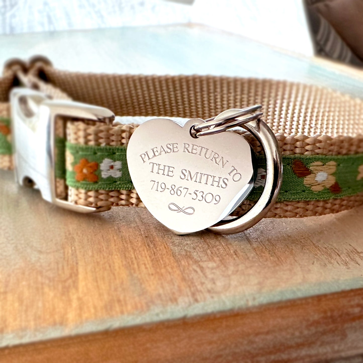 Custom Engraved Heart Pet ID Tag – Stainless Steel – Silver, Rose, Gold