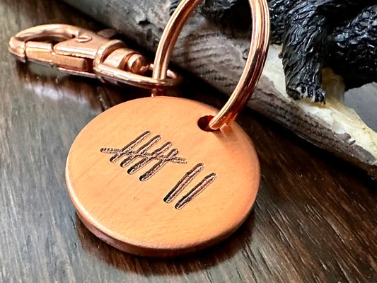 Copper Tally Mark Keychain