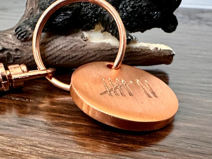 Copper Tally Mark Keychain